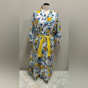 Printfresh Lemon Zest Organic Cotton Kimono Robe